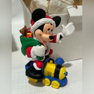 Vintage Disney Ornament Grolier’s Christmas Magic Mickey on Train